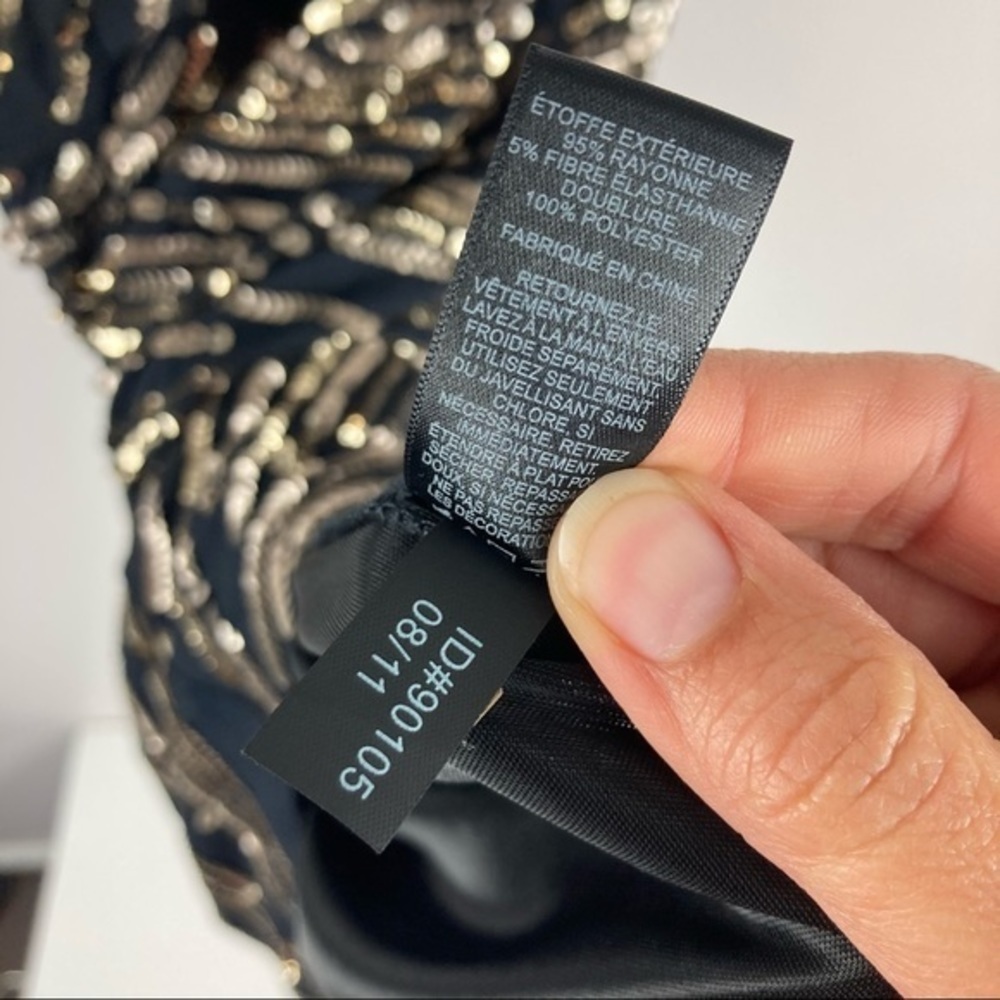 NWT Express Black & Gold Sequin Gatsby Dress Sz S - Picture 6 of 7